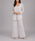 Sophie - Women's Sequin Open-Front Jacket Trouser Set