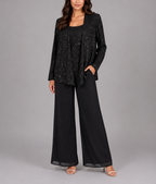 Sophie - Women's Sequin Open-Front Jacket Trouser Set