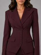 Soraya - Women's Cinched-Waist Blazer with Wide-Leg Trousers