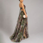 Stacey - Women's Watercolor Print Chiffon Maxi Dress