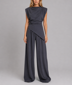 Sylvie - Women's Draped Sleeveless Wide-Leg Co-Ord Set
