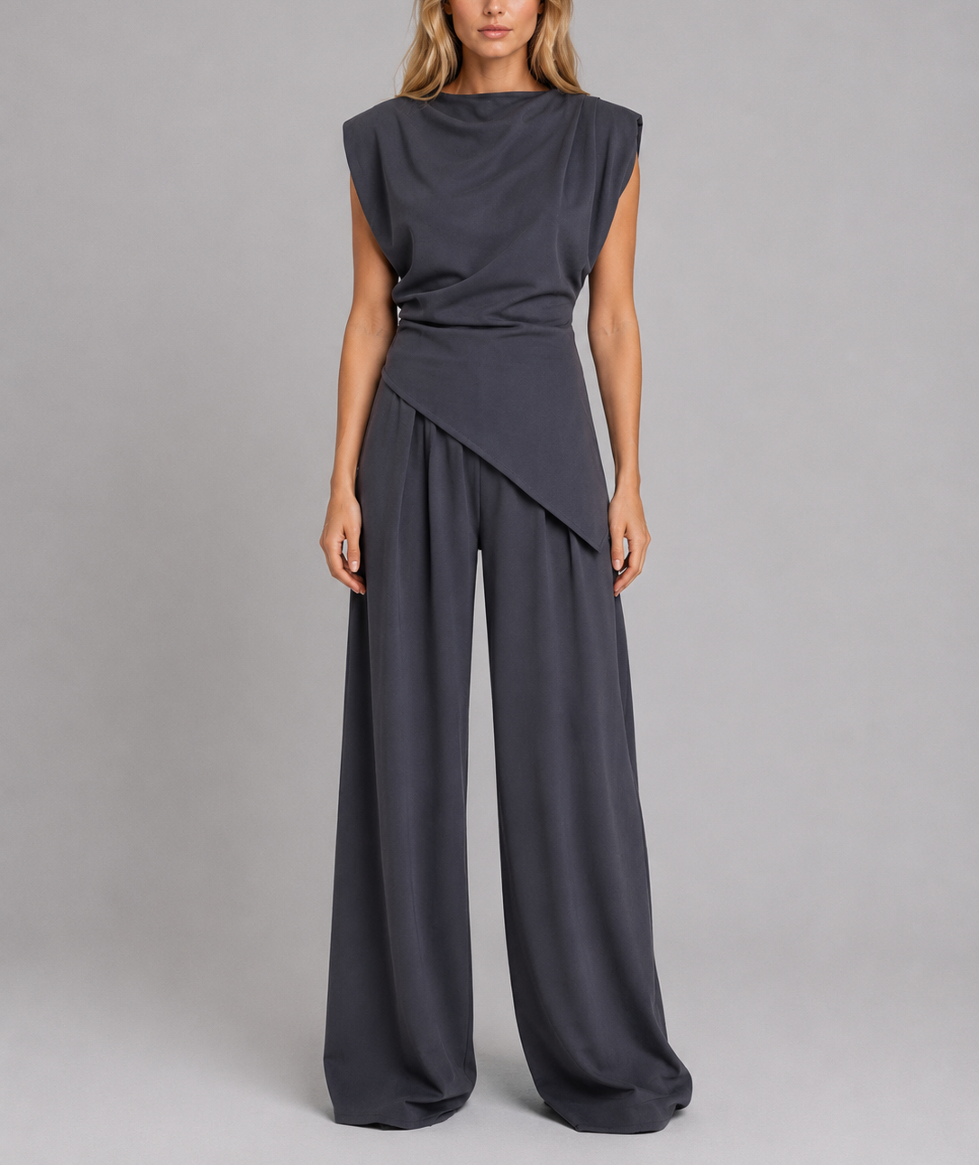 Sylvie - Women's Draped Sleeveless Wide-Leg Co-Ord Set