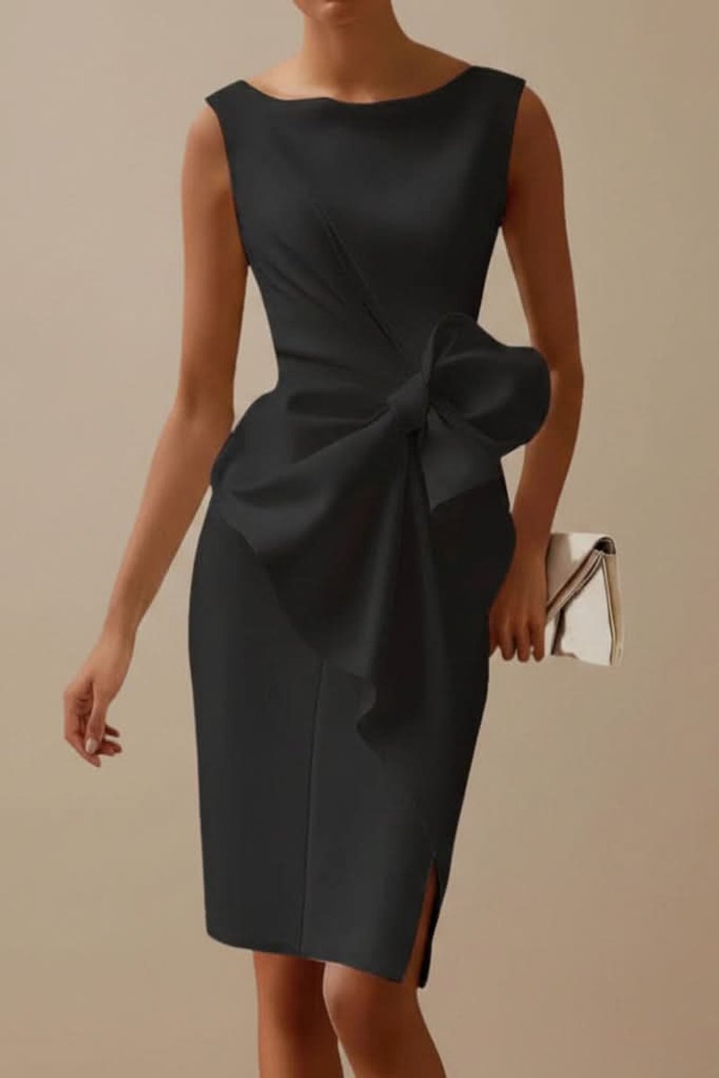 Sylvie - Women's Sleeveless Wrap Midi Dress with Side Bow