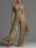 Tessa - Women's Floral Pleated Wide-Leg Jumpsuit 1