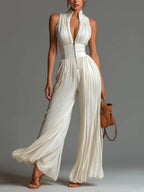 Tessa - Women's Floral Pleated Wide-Leg Jumpsuit 2