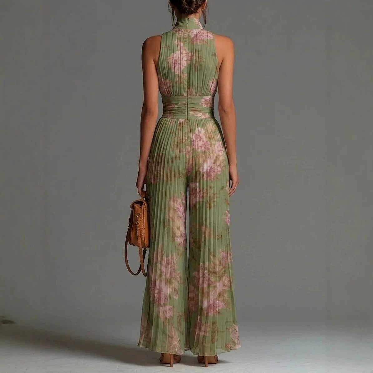 Tessa - Women's Floral Pleated Wide-Leg Jumpsuit 3