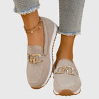 Thalia - Women's Buckle-Detail Mesh Loafers