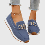 Thalia - Women's Buckle-Detail Mesh Loafers