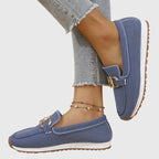 Thalia - Women's Buckle-Detail Mesh Loafers