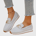 Thalia - Women's Buckle-Detail Mesh Loafers
