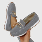 Thalia - Women's Buckle-Detail Mesh Loafers