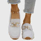 Thalia - Women's Buckle-Detail Mesh Loafers