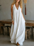 Thelma - Women's Sleeveless V-Neck Pocket Resort Maxi Dress 1