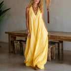 Thelma - Women's Sleeveless V-Neck Pocket Resort Maxi Dress 2