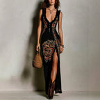 Valerie - Women's Paisley Print High Slit Maxi Dress 1