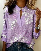 Venetia - Women's Floral V-Neck Blouse with Embroidered Details