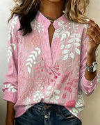 Venetia - Women's Floral V-Neck Blouse with Embroidered Details