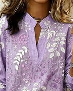 Venetia - Women's Floral V-Neck Blouse with Embroidered Details