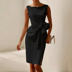 Victoria - Women's Bow Detail Sleeveless Midi Dress 2
