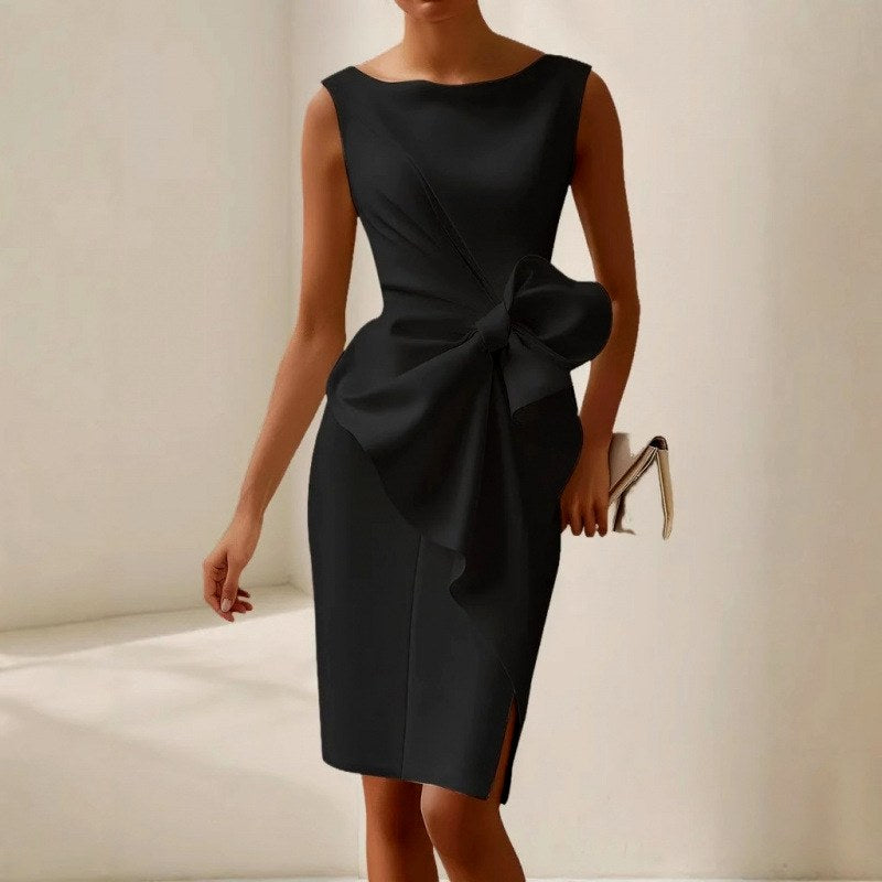 Victoria - Women's Bow Detail Sleeveless Midi Dress 2