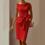 Victoria - Women's Bow Detail Sleeveless Midi Dress 3
