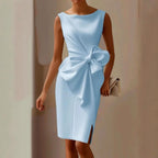 Victoria - Women's Bow Detail Sleeveless Midi Dress 4