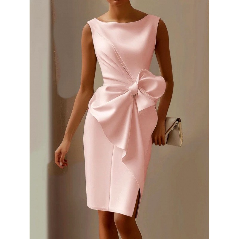Victoria - Women's Bow Detail Sleeveless Midi Dress 5