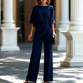 Vivian - Women's Boat Neck Batwing Wide Leg Matching Set 1