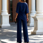Vivian - Women's Boat Neck Batwing Wide Leg Matching Set 8