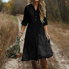 Vivian - Women's Button Front Pocket Midi Dress 4