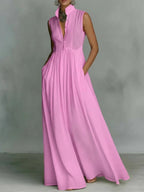 Viviana - Women's Sleeveless Pleated Resort Maxi Dress 1
