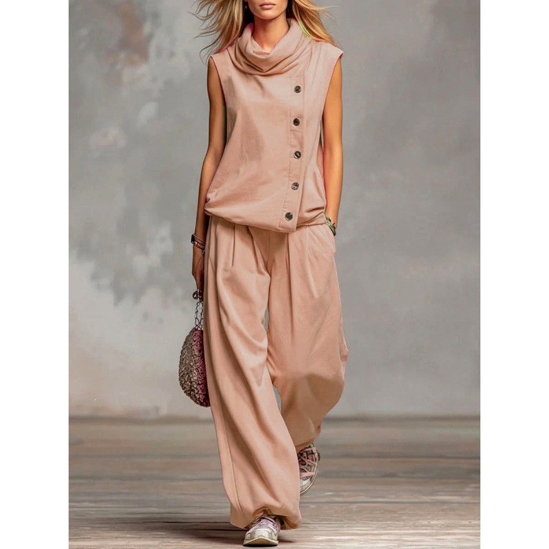 Wendy - Women's Cowl Neck Wide Leg Matching Set 5