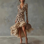 Wilma - Women's Leopard Print High-Low Ruffle Dress 1