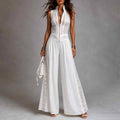 Yolanda - Women's Patchwork Halter Wide Leg Jumpsuit 1