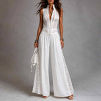 Yolanda - Women's Patchwork Halter Wide Leg Jumpsuit 1