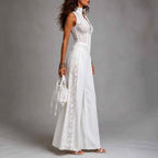 Yolanda - Women's Patchwork Halter Wide Leg Jumpsuit 4