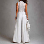 Yolanda - Women's Patchwork Halter Wide Leg Jumpsuit 5