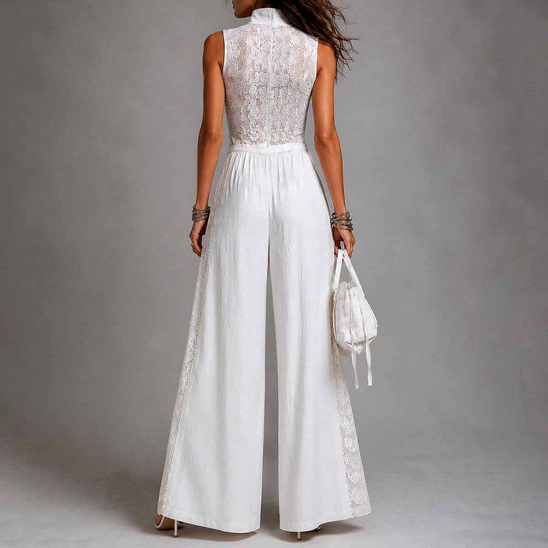 Yolanda - Women's Patchwork Halter Wide Leg Jumpsuit 5