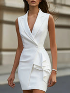 Yvette - Women's Sleeveless Ruffle Blazer Dress 1